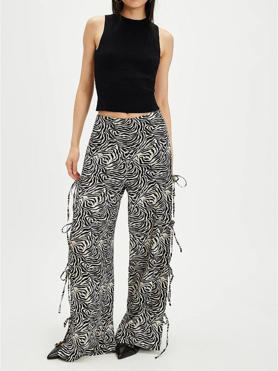 Free People Pants - Free People x Nigel Preston Side Tie Zebra Pants XS Boho Indie Grunge Retro Y2K